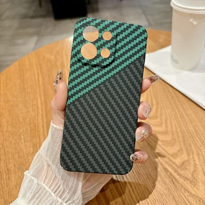 Til OnePlus 13T 5G Case Hård PC-telefonbeskyttelse med kulfiberstruktur Faldsikker - Sort / Grøn