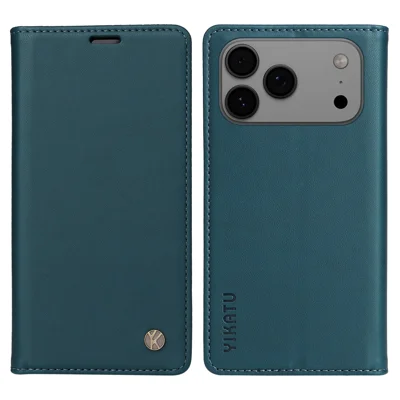 YIKATU For iPhone 18 Pro Max / 17 Pro Max Phone Cases  Magnetic Closure PU Leather Mobile Cover - Green