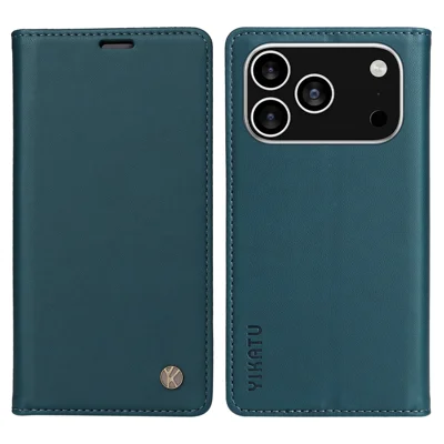 YIKATU For iPhone 18 Pro / 17 Pro Phone Cases  Magnetic Closure PU Leather Mobile Cover - Green
