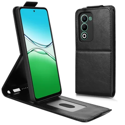 For Oppo A5 5G CPH2735  /  A5 4G CPH2727 Stand Case Magnetic Clasp Vertical Flip Leather Phone Cover with Card Holder - Black