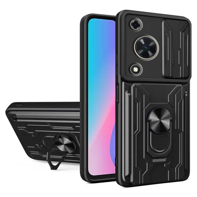Bulk Purchasing For Huawei nova Y72 4G Case PC + TPU Kickstand Phone Back Cover with Camera Slider - Black