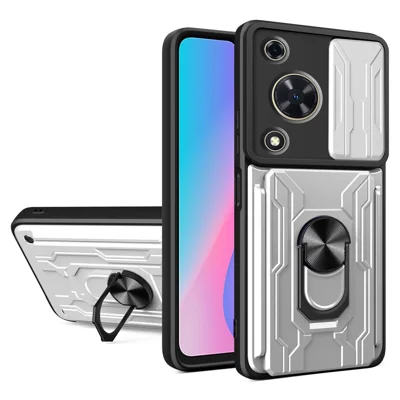 Bulk Purchasing For Huawei nova Y72 4G Case PC + TPU Kickstand Phone Back Cover with Camera Slider - White