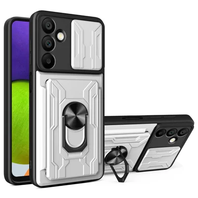 Bulk Purchasing For Samsung Galaxy A16 5G  /  4G Case PC + TPU Kickstand Phone Back Cover with Camera Slider - White