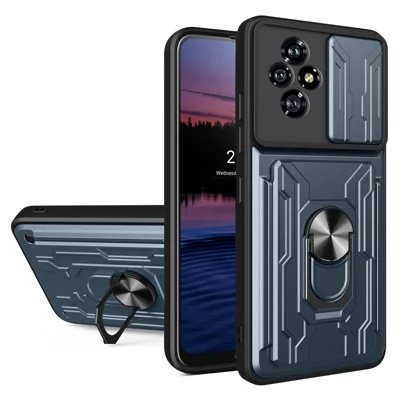 Bulk Purchasing For Honor 200 5G Case PC + TPU Kickstand Phone Back Cover with Camera Slider - Titanium Grey