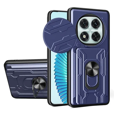 Bulk Purchasing For Xiaomi Redmi Note 14 Pro 5G Case PC + TPU Kickstand Phone Back Cover with Camera Slider - Sapphire
