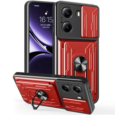 Groothandel voor Xiaomi Poco X7 Pro 5G hoesje PC + TPU met standaard en camerashuif - Rood