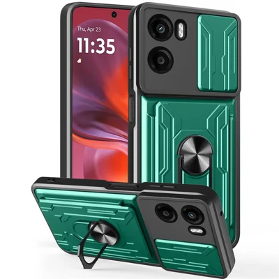 Groothandel voor Motorola Moto G05 4G hoesje PC + TPU met standaard en camerashuif - Donkergroen