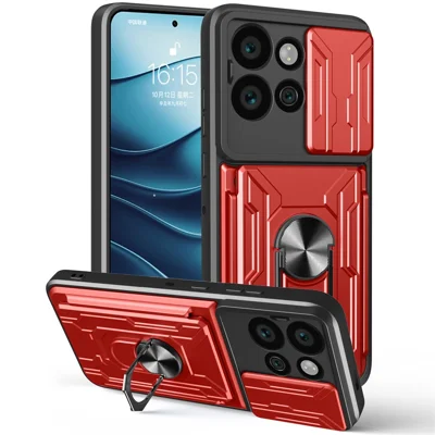 Bulk Purchasing Phone Case For Motorola Edge 60 Neo 5G / Edge 50 Neo 5G / Moto S50 5G / ThinkPhone 25 5G PC + TPU Kickstand Back Cover with Camera Slider - Red