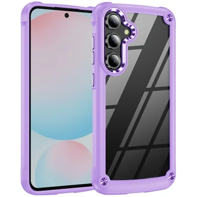 Bulk Purchasing For Samsung Galaxy S24 FE Case Anti-Drop Alloy Lens Frame PC + TPU Phone Cover - Purple