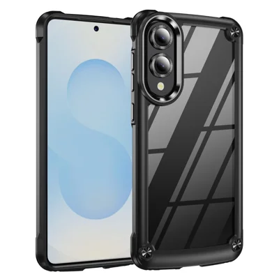 Bulk Purchasing For Samsung Galaxy S25 Edge Case Anti-Drop Alloy Lens Frame PC + TPU Phone Cover - Black