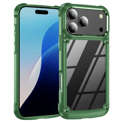 Bulk Purchasing For iPhone 17 Pro Max Case Anti-Drop Alloy Lens Frame PC + TPU Phone Cover - Green