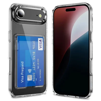 For iPhone Air Clear Case TPU + PC + Acrylic Cell Phone Case with Card Holder