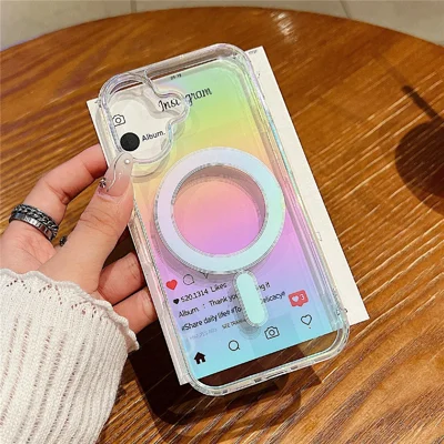 Hoesje voor iPhone 17, compatibel met MagSafe, acryl + TPU, hoesje met gradient