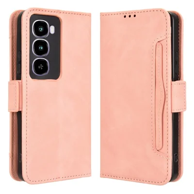 For itel City 100 4G Leather Case Phone Wallet Cover with Multiple Card Slots - Pink