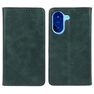 For Xiaomi Redmi A5 4G (171.7mm) / Poco C71 4G Case Strong Magnetic PU Leather Phone Cover Calf Texture - Green