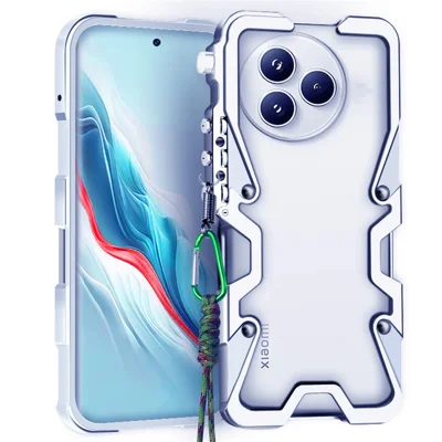 غطاء خلفي من سبائك الألومنيوم لهاتف Xiaomi Civi 5 Pro 5G، غطاء واقي معدني مع حزام - فضي