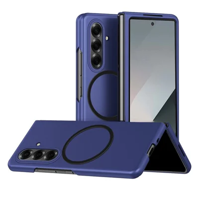 For Samsung Galaxy Z Fold7 5G Magnetic Case Skin-Touch Matte Hard PC Phone Cover - Sapphire