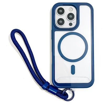 Voor iPhone 16 Pro hoesje Magnetisch hoesje met bandje PC + TPU Stootvaste telefoonhoes - Saflaai