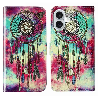 For iPhone 17 Stand Case Marble Painted Folio Flip Leather Wallet Phone Cover - Dream Catcher