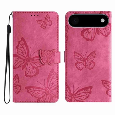 For iPhone Air Case Butterfly Design Flip Wallet Leather Phone Cover Skin-Touch - Rose
