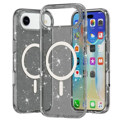 For iPhone Air Case Compatibel met MagSafe Glitterpoeder PC + TPU Telefoonhoesje - Zwart