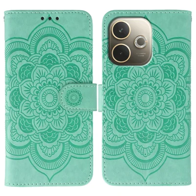 Voor Oppo A5 Pro 5G (Global) Hoesje PU Leer Mandala Afdruk Design Portemonnee Hoes - Groen