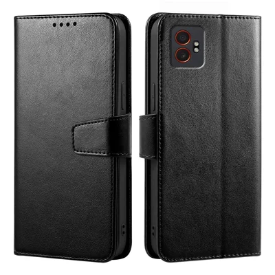 For Samsung Galaxy XCover7 Pro Case Stand Card Holder Wallet Leather Phone Cover - Black
