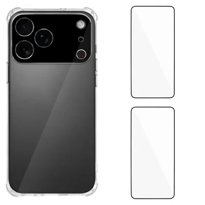 WANLONFENG For iPhone 17 Pro Max TPU Case  WL3 Series 1.5mm Phone Cover with 2Pcs Tempered Glass Films - Transparent