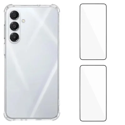 WANLONFENG For Samsung Galaxy A17 5G / A17 4G TPU Case  WL3 Series 1.5mm Phone Cover with 2Pcs Tempered Glass Films - Transparent