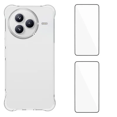 غطاء هاتف TPU من WANLONFENG سلسلة WL2 لهاتف Xiaomi Civi 5 Pro 5G، غطاء بسماكة 2.0 مم مع فيلمين واقيين من الزجاج المقوى - شفاف