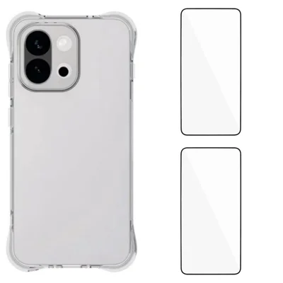 For OnePlus 13s 5G TPU Case WANLONFENG WL2 Series 2,0 mm telefonbeskyttelse med 2 stk. temperede glasfilm - Transparent