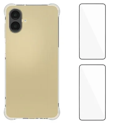 WANLONFENG For Samsung Galaxy A08 4G / A07 4G TPU Case  WL2 Series 2.0mm Phone Cover with 2Pcs Tempered Glass Films - Transparent