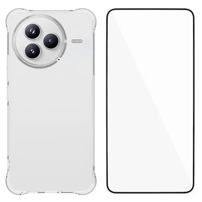غطاء هاتف WANLONFENG سلسلة WL لهاتف Xiaomi Civi 5 Pro 5G، غطاء هاتف شفاف من مادة TPU بسمك 2.0 مم مع فيلم زجاج مقسّى