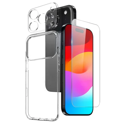 NORTHJO For iPhone 17 Pro TPU Phone Case Set with Front Screen Protector + Lens Film