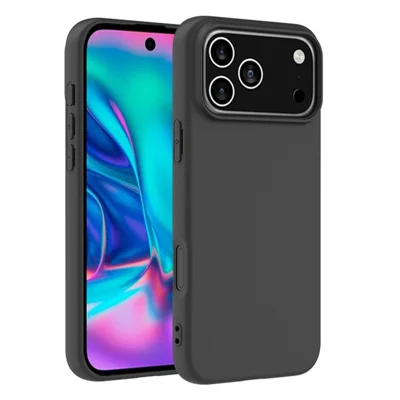 For iPhone 17 Pro Case Soft Matte Back TPU Black Phone Cover , Large Cutout