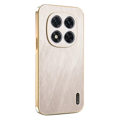 KADEM For Xiaomi Redmi Note 14 Pro 5G / Poco X7 5G Case Electroplating Silk Texture PU + TPU Phone Back Cover - Gold