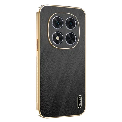 KADEM For Xiaomi Redmi Note 14 Pro 4G Case Electroplating Silk Texture PU + TPU Phone Back Cover - Black