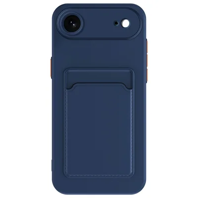 For iPhone Air Case Flexible TPU Phone Cover with Back Card Slot - Dark Blue