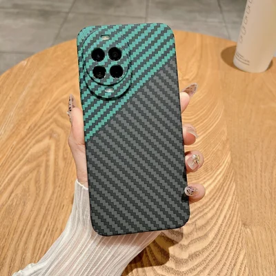 For Huawei nova 14 5G Case Hard PC Phone Cover Carbon Fiber Texture Drop Proof - Black  /  Green