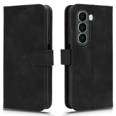 For itel A95 5G Leather Case Skin Feel Anti Drop Wallet Flip Phone Cover - Black
