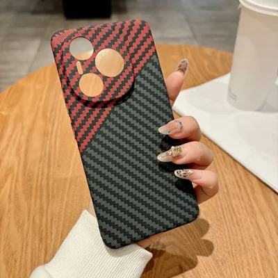 For Honor Power 5G Case Hard PC Phone Cover Carbon Fiber Texture Drop Proof - Black  /  Red