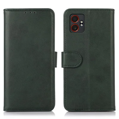 For Samsung Galaxy XCover7 Pro Case Cowhide Texture Leather Wallet Phone Cover with Stand - Green
