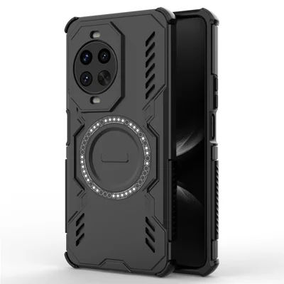 للهاتف Huawei nova 14 Pro 5G غطاء مغناطيسي بتصميم فراشة درع مع هيكل مجوف لتبريد الهاتف من مادة البولي كربونات + مطاط البولي يوريثان الحراري - أسود