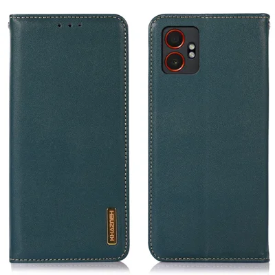 KHAZNEH For Samsung Galaxy XCover7 Pro Case Wallet Genuine Cow Leather Phone Cover Nappa Texture - Green