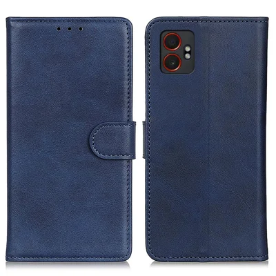 For Samsung Galaxy XCover7 Pro Case Cowhide Texture Leather Wallet Stand Phone Cover - Blue