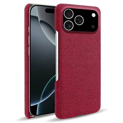 For iPhone 17 Pro hoesje met stofstructuur, krasbestendig, beschermmende PC-achterkant - Rood
