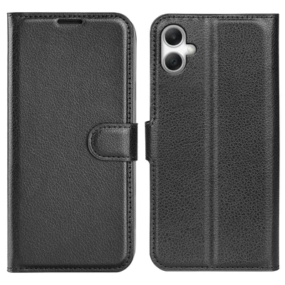 For Samsung Galaxy A08 5G / A08 4G / A07 4G / F07 4G / M07 4G Case Litchi Texture Shockproof Leather Wallet Phone Cover - Black