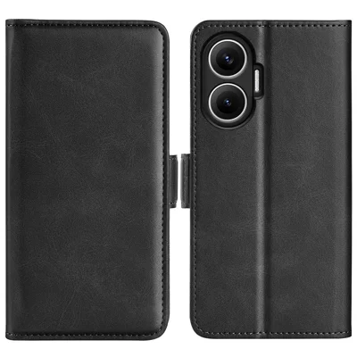 For Xiaomi Poco F7 5G / Redmi Turbo 4 Pro 5G Case Calf Texture Leather Wallet Phone Cover - Black