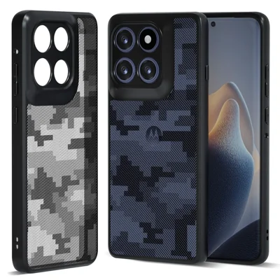 IBMRS For Motorola Edge 60 Fusion 5G / Edge 60 5G Case Soft TPU Frame Hard PC Back Anti-Fall Phone Cover - Grid Camouflage