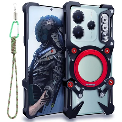 Bumper Case For Xiaomi Redmi Note 14 5G / Note 13 4G / Note 12 Pro Speed 5G / 13 Pro 5G / 13T Pro / Poco X5 Pro 5G Aluminum Alloy Magnetic Phone Cover - Black